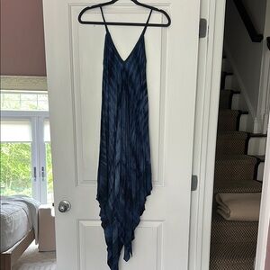 Blue Tie-Dye Sleeveless Scarf Dress